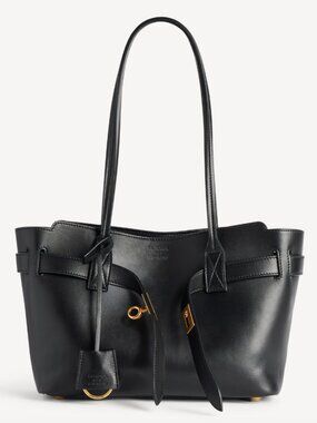 Bel Air Tote Bag Small in black smooth calfskin, aged-gold hardware